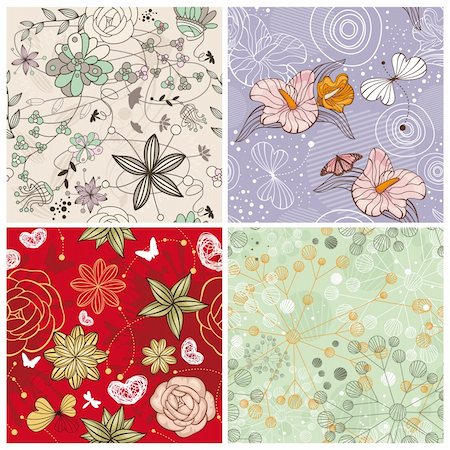 simsearch:400-05680306,k - abstract vector set of cute floral background Stock Photo - Budget Royalty-Free & Subscription, Code: 400-05692177
