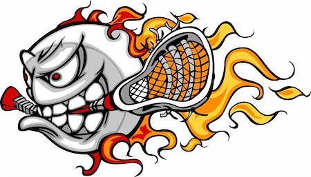 Flaming Lacrosse Ball Face Cartoon Illustration Vector Stock Photo - Budget Royalty-Free & Subscription, Code: 400-05692213