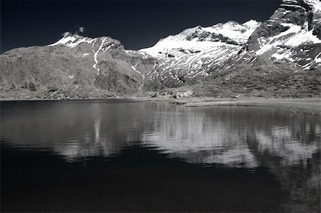 landscape of an alpine lake in infrared b&w Stock Photo - Budget Royalty-Free & Subscription, Code: 400-05692464