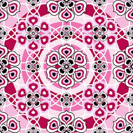 simsearch:400-05741762,k - Pink, purple and white seamless pattern with floral ornament (vector) Stock Photo - Budget Royalty-Free & Subscription, Code: 400-05692572
