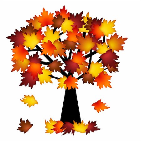 simsearch:400-06418836,k - Colorful Fall Leaves on Tree Illustration in Autumn Stock Photo - Budget Royalty-Free & Subscription, Code: 400-05692685