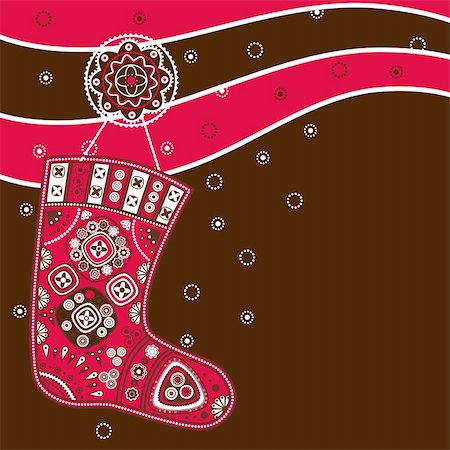 simsearch:400-05693036,k - Festive background with decorative red Christmas sock. Stock Photo - Budget Royalty-Free & Subscription, Code: 400-05693036
