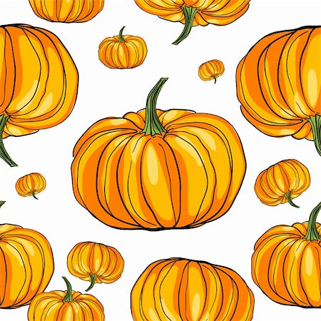 seamless pattern with pumpkins isolated on white, thanksgiving decoration Stock Photo - Budget Royalty-Free & Subscription, Code: 400-05693483