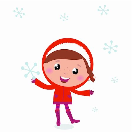Little Child in winter costume isolated on white. Vector Illustration. Foto de stock - Super Valor sin royalties y Suscripción, Código: 400-05693523