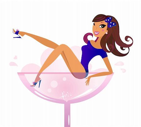 Sexy Woman in Martini glass. Vector Illustration. Stock Photo - Budget Royalty-Free & Subscription, Code: 400-05693536