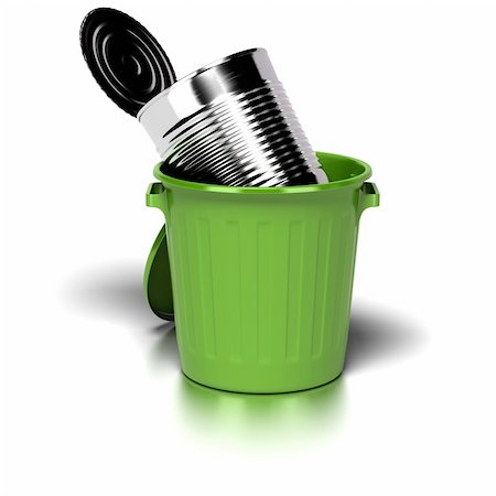 simsearch:400-07050071,k - big steel can inside a green trash can. image is over a white background Stock Photo - Budget Royalty-Free & Subscription, Code: 400-05704326