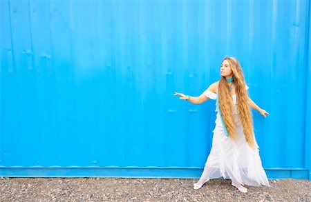 Girl in white against the blue Stock Photo - Budget Royalty-Free & Subscription, Code: 400-05704403