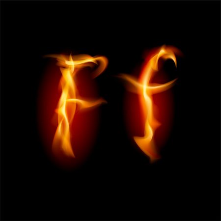 font design background - Fiery font. Letter F. Illustration on black background Stock Photo - Budget Royalty-Free & Subscription, Code: 400-05704508