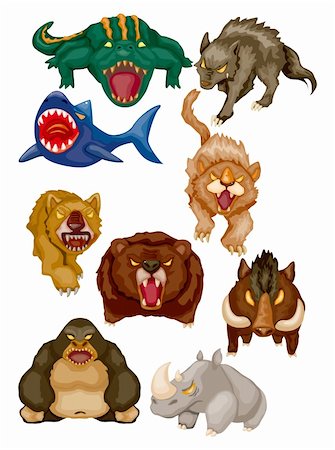 cartoon angry animal icons Stock Photo - Budget Royalty-Free & Subscription, Code: 400-05704531