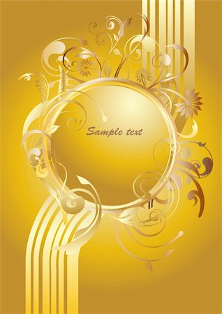 Gold card with floral ornaments and room for your text Stock Photo - Budget Royalty-Free & Subscription, Code: 400-05704861