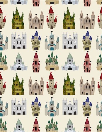 simsearch:400-04912674,k - cartoon Fairy tale castle seamless pattern Stock Photo - Budget Royalty-Free & Subscription, Code: 400-05704901