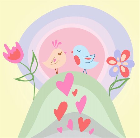 Tiny love bird. Vector illustration Stock Photo - Budget Royalty-Free & Subscription, Code: 400-05705114