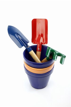 simsearch:400-05297250,k - Set of gardening tools and pots Stock Photo - Budget Royalty-Free & Subscription, Code: 400-05705297