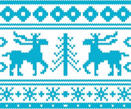 reindeer in snow - Seamless knitted christmas pattern, vector illustration Stock Photo - Budget Royalty-Free & Subscription, Code: 400-05705640