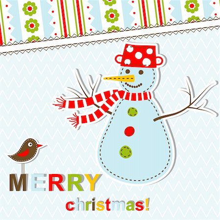 scrapbook cards christmas - Template christmas greeting card, vector illustration Stock Photo - Budget Royalty-Free & Subscription, Code: 400-05705666