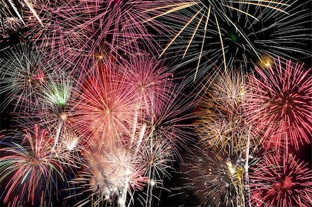 simsearch:400-04864083,k - Colorful composition of fireworks over a night sky Stock Photo - Budget Royalty-Free & Subscription, Code: 400-05705908