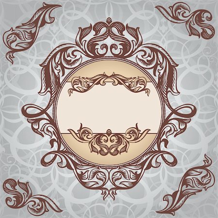 abstract retro vintage floral frame vector illustration Stock Photo - Budget Royalty-Free & Subscription, Code: 400-05706300