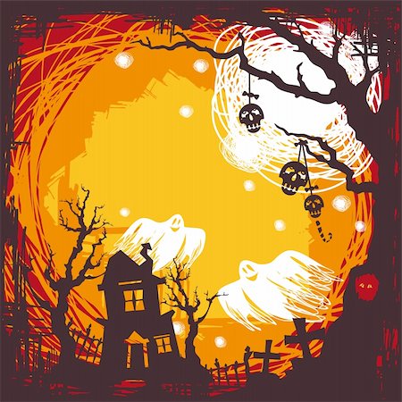 abstract cartoon cute halloween background vector illustration Stock Photo - Budget Royalty-Free & Subscription, Code: 400-05706303