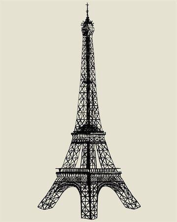 Eiffel tower. Vector sketch illustration for design use. Stock Photo - Budget Royalty-Free & Subscription, Code: 400-05706582