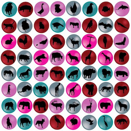 simsearch:400-04280168,k - Vector illustration of animal silhouettes Stock Photo - Budget Royalty-Free & Subscription, Code: 400-05706602