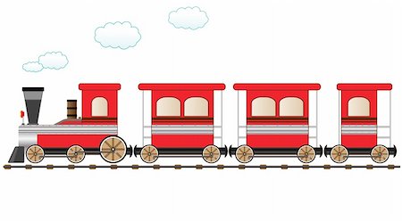 cute red train moving on the railroad Stock Photo - Budget Royalty-Free & Subscription, Code: 400-05706838