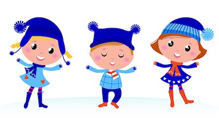 small picture of a cartoon of a person being young - Collection of cute winter children. Vector cartoon Illustration. Stock Photo - Budget Royalty-Free & Subscription, Code: 400-05706914