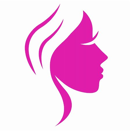 female hair icons - Beautiful pink simple woman face - vector Illustration Stock Photo - Budget Royalty-Free & Subscription, Code: 400-05706996