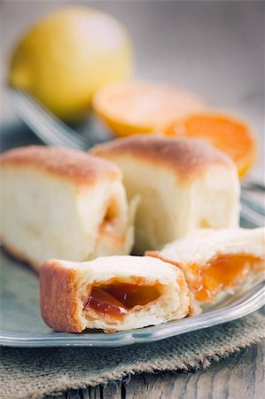simsearch:400-04370315,k - Delicious jam rolls. Baked pastry filled with fruit marmelade. Stock Photo - Budget Royalty-Free & Subscription, Code: 400-05707060