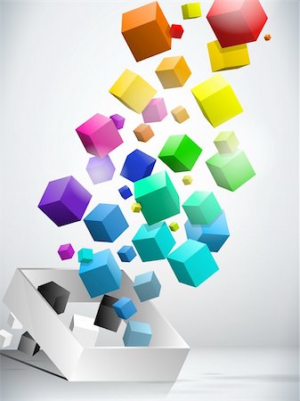 Vector - Colorful Flying Cubes Background Stock Photo - Budget Royalty-Free & Subscription, Code: 400-05707071