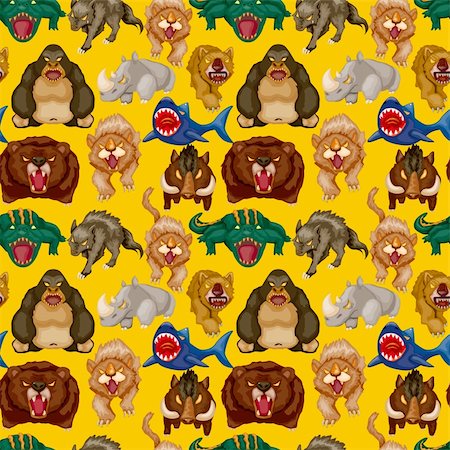 cartoon angry animal seamless pattern Photographie de stock - Aubaine LD & Abonnement, Code: 400-05708080