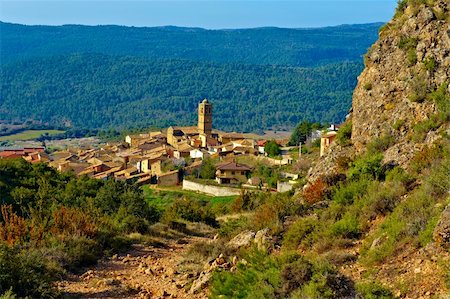 simsearch:400-05711931,k - Little Spanish Medieval Town on the Slopes of The Pyrenees Stock Photo - Budget Royalty-Free & Subscription, Code: 400-05709529