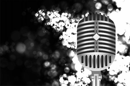 simsearch:400-04630784,k - vintage retro microphone on stage. Vector illustration Stock Photo - Budget Royalty-Free & Subscription, Code: 400-05709776