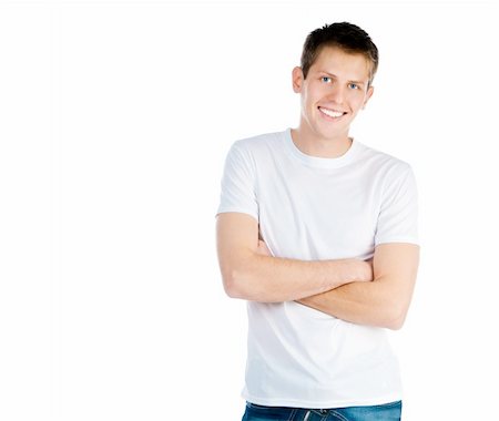 simsearch:400-04335148,k - young man in a white T-shirt isolated on white Foto de stock - Super Valor sin royalties y Suscripción, Código: 400-05701138