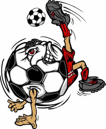 Soccer Ball Cartoon Image as a Soccer Player Kicking Soccer Ball Stock Photo - Budget Royalty-Free & Subscription, Code: 400-05701223
