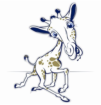 smile giraffe run in vector cartoon style Photographie de stock - Aubaine LD & Abonnement, Code: 400-05701274