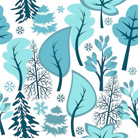 simsearch:400-05364550,k - Beautiful seamless blue pattern with winter forest Photographie de stock - Aubaine LD & Abonnement, Code: 400-05701297