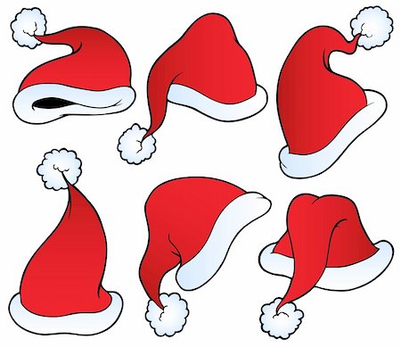 simsearch:400-04077418,k - Christmas hats collection - vector illustration. Foto de stock - Super Valor sin royalties y Suscripción, Código: 400-05701435