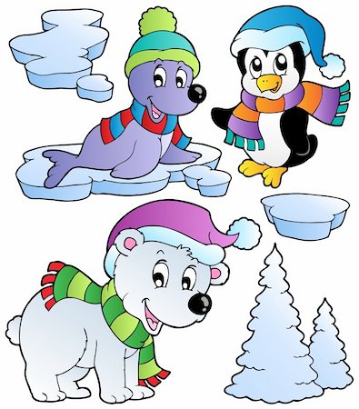 simsearch:400-04077418,k - Wintertime animals collection 2 - vector illustration. Foto de stock - Super Valor sin royalties y Suscripción, Código: 400-05701463