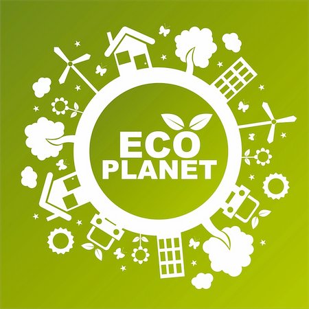 eco car vector - ecological planet over green background Stock Photo - Budget Royalty-Free & Subscription, Code: 400-05701516