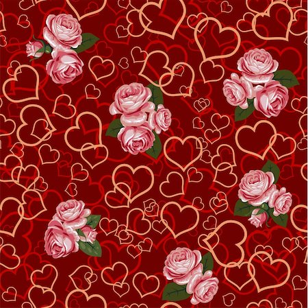 simsearch:400-05686210,k - red rose and heart seamless background patter Stock Photo - Budget Royalty-Free & Subscription, Code: 400-05701523