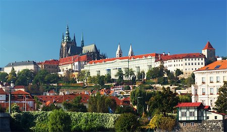 simsearch:400-05193127,k - Hradcany, Prague Castle and Lesser Town in the capital city of Czech Republic. The most famous tourist and historical center of Prague. Panormamic Stock Photo - Budget Royalty-Free & Subscription, Code: 400-05701586