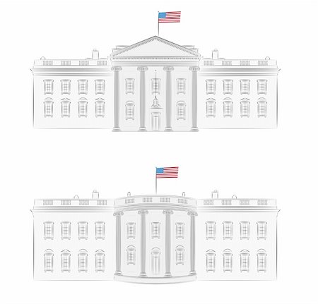 flag in front of house - White House - detailed vector illustration of front and back, with american flag Stock Photo - Budget Royalty-Free & Subscription, Code: 400-05701849