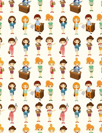 simsearch:400-04337140,k - cartoon pretty office woman worker seamless pattern Stock Photo - Budget Royalty-Free & Subscription, Code: 400-05703284