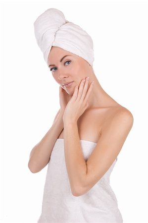 simsearch:400-06137898,k - Woman after bath with towel isolated on white Foto de stock - Super Valor sin royalties y Suscripción, Código: 400-05703322