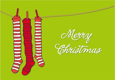 pantyhose kid - red striped christmas socks, vector background Stock Photo - Budget Royalty-Free & Subscription, Code: 400-05703922