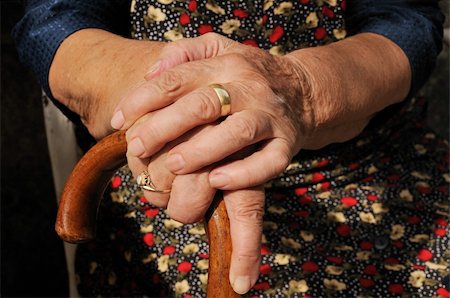 sevaljevic (artist) - Senior woman sitting with hands on cane, closeup Stock Photo - Budget Royalty-Free & Subscription, Code: 400-05714114
