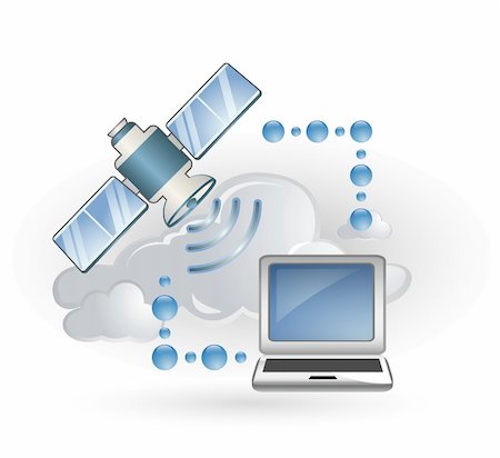 satellite and laptop icon Stock Photo - Budget Royalty-Free & Subscription, Code: 400-05714568