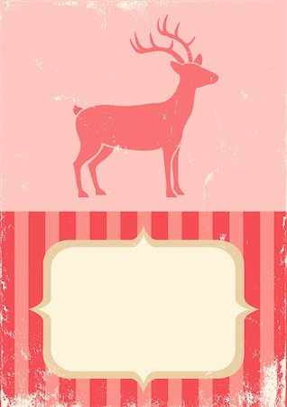 simsearch:400-08791935,k - Illustration of Christmas deer in vintage style Foto de stock - Super Valor sin royalties y Suscripción, Código: 400-05715544