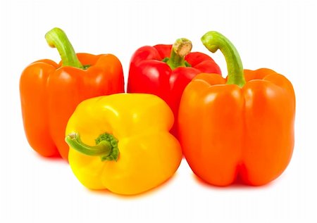 pimento - Yellow, red and orange peppers isolated on white background Stock Photo - Budget Royalty-Free & Subscription, Code: 400-05715895
