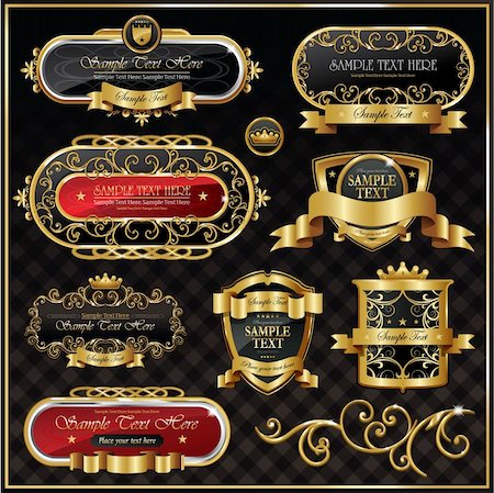 Retro royal vintage gold frames Foto de stock - Super Valor sin royalties y Suscripción, Código: 400-05715959